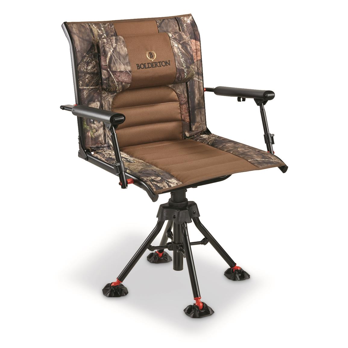 Silent 360° Comfort Swivel Hunting Chair with Armrests - Mossy Oak Camo