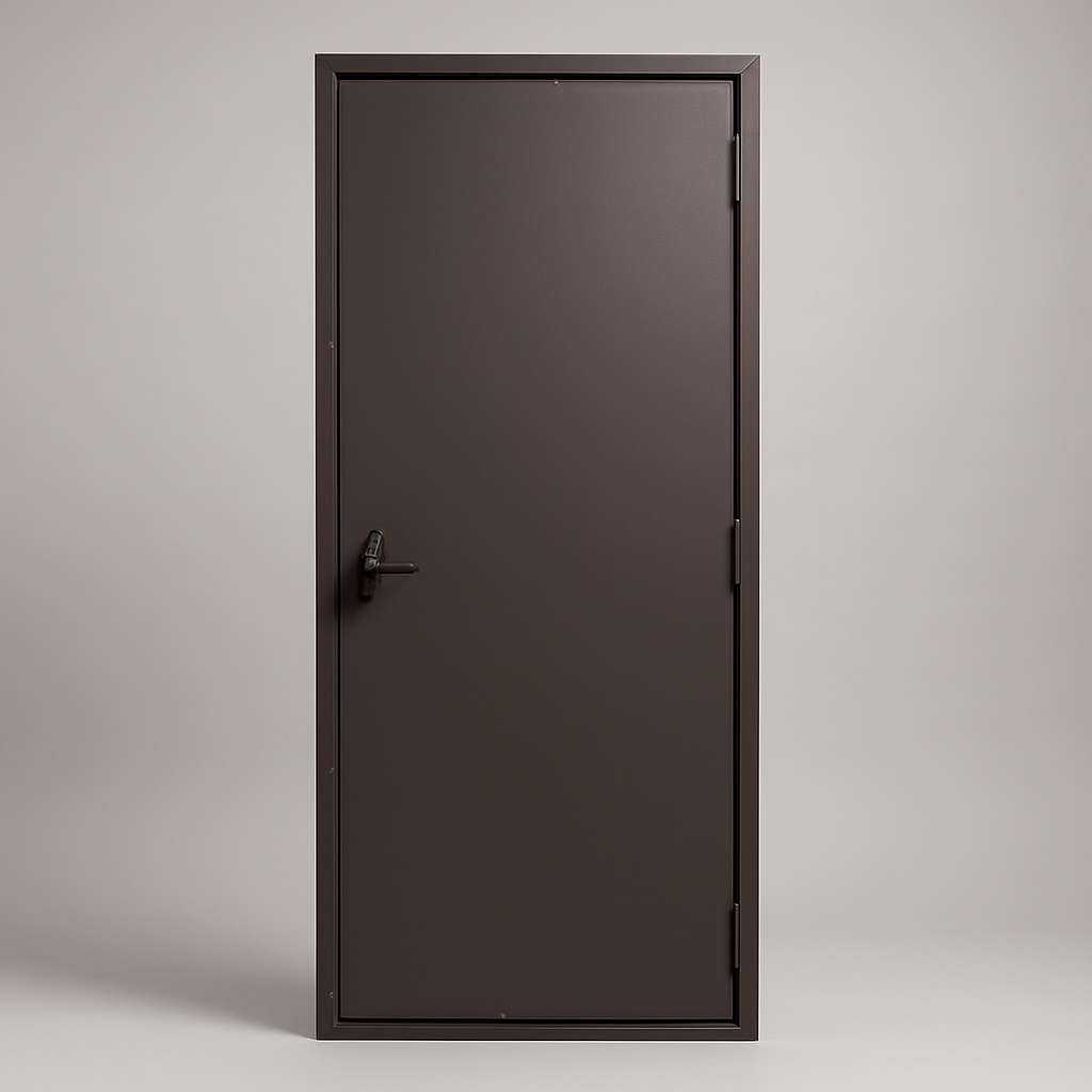 24″ × 68″ Hunting Blind Door — Steel Frame — Steel-framed hunting blind door with full weatherstrip and silent latch.